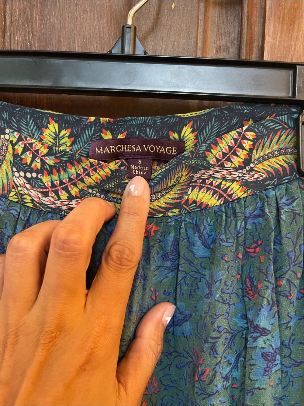 Marchesa Voyage Blue Tiered Bohemian Maxi Skirt - Feather and Degrade Size 8 - Picture 3 of 7